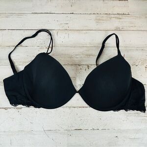 Josie by Natori Essential Lace Bra 34D Soft Seamless Contour Black
